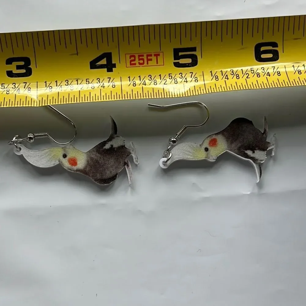 Cockatiel Bird Novelty Drop Earrings